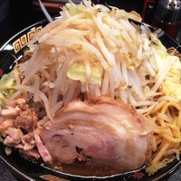 「らーめん（醤油：並盛，野菜中盛，ニンニク）」@ラーメン まるやの写真