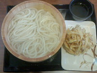 「釜揚げ（大）＋かき揚げ」@丸亀製麺 山形店の写真