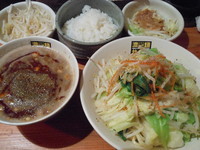 「辛辛魚踊つけ麺（中盛）＋ミニごはんセット＋ナムル風ゆでもやし」@濃菜麺 井の庄の写真