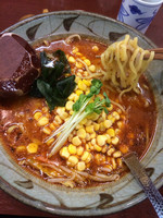 「火吹き味噌ラーメン（コッテリ魚ちゃん）トッピングコーン」@味噌一 三鷹店の写真