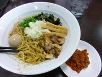 「まぜそば（700円）+辛肉味噌ハーフ（50円）」@麺屋 むじゃきの写真