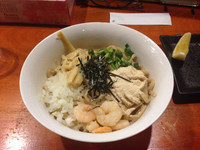「海老まぜそば800円、唐揚げ3個300円」@ラーメン ドラ猫の写真