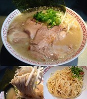 「屋台ラーメン700円＋缶ビール300円＋替え玉130円」@麺屋3200の写真