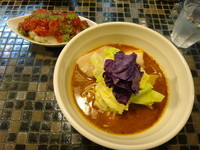 「海老リッチらーめん+トマトバジル肉飯(750+350円)」@らーめん 五ノ神製作所の写真