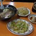 Aセット　750円　（ラーメン・半炒飯・野菜炒め・水餃子）