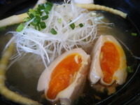 「塩ラーメン（昼限定）+半熟玉子+半ライス（無料）=750円」@麺や きりしまの写真