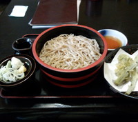 「もりそば＋こごみの天ぷら一籠（560円＋430円）」@佐久の草笛の写真