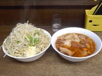 「大豚つけ麺、700、ラー油少なめ、野菜、ニンニク少し」@蓮爾 さんこま店の写真