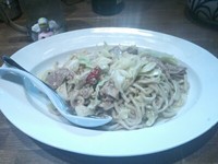 「キャベツとアンチョビのペペロンチーノ＋白ワイン＆etc」@ラーメンアキラの写真