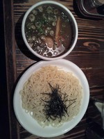 「つけ麺(魚介風味)(あつもり)＋半熟煮玉子」@横浜家系ラーメン 石川家 大宮店の写真