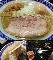 「塩煮干720円 + 煮たまご50円＋冷酒」@やましょう中華蕎麦の写真