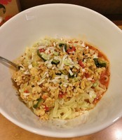 「トマトのまぜそば（大盛）\800」@麺屋 紅の写真