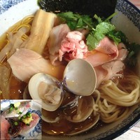 「蛤そば＋あじのにぎり」@中華そば 四つ葉の写真