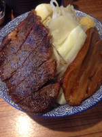 「カレーつけ麺+中盛り+ステーキ」@ラーメン燈郎の写真