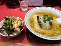 「塩煮干しそば+チャーシュー玉子丼」@柴崎亭の写真