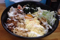 「まぜそば辛子マヨネーズ(季節限定)＋ライス」@麺処福吉ATSUSHIの写真