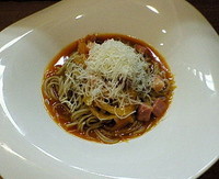 「アマトリチャーナ蕎麦　９００円」@Soba Ristorante na-ruの写真