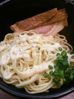 「ば烏賊ん煮干しそば800円カルボ和え玉100円」@おおぜき中華そば店の写真