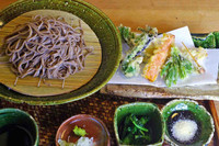 「地山菜の天もりそば　1420円」@とき庵の写真