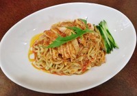 「辣油と花椒の四川式棒棒鶏冷し麺 \800」@晴々飯店の写真