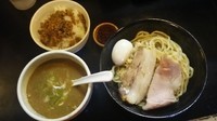 「つけめん 2号全部のせ+辛薬味+肉ライス」@麺堂 稲葉の写真