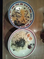 「つけ麺(中)(あつもり)＋煮玉子」@屯ちん 池袋西口店の写真