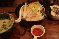 「グリーンカレーつけ麺（限定）＋中盛」@焙煎汐蕎麦処 金字塔の写真