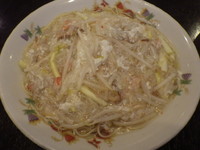 「蟹肉韮黄撈麺」@菜香新館の写真