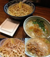 「岩塩なめたけおろしつけ麺 880円 大盛り＋ビールetc」@ラーメンアキラの写真