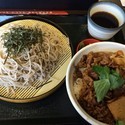 山わさびそば、大盛り、すき焼き丼