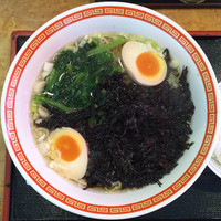 「岩のりラーメン＋味付け玉子＋半ライス（サービス）」@ラーメン 王チャン 登戸店の写真