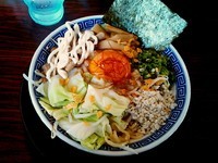 「【限定】まぜそば ￥750＋ライス(小) ￥120」@らーめん伏竜 本店の写真