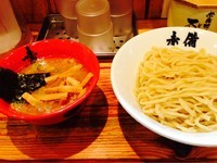「豚鶏つけ麺　中盛　メンマトッピング」@赤備の写真
