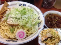 「油そば（並）650円＋ネギ盛 100円＋スープ 50円」@珍々亭の写真