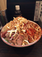 「大汁なし麺増し(全増しニンニク増し増し)¥880」@大盛軒の写真