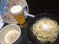 「カルボナーラ風つけめん 850円 + ビール400円」@イタリアンつけ麺専門店 PASTALIANの写真