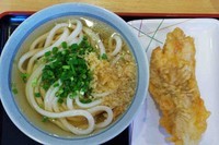 「冷やかけ1玉420円＋かしわ天110円」@讃岐うどん 條辺の写真
