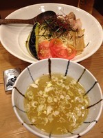 「鶏もりそば＋トマト＋ナス」@鶏そばつけそば そるとの写真