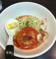 「紅～くれない～+柚子胡椒ﾄﾏﾄ冷水雑炊(850円+150円)」@麺画廊 英の写真