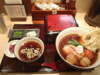 「芳醇鴨そば極み(1300円)+鴨重(1600円)」@銀座 鴨そば 九代目 けいすけの写真