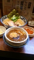「カレーつけ麺＋粉チーズ＋辛い挽肉」@中華そば 旋の写真
