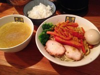 「【限定】パンプキンカレーつけ麺850円味玉100円半ライス」@濃菜麺 井の庄の写真
