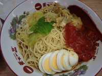「スパイシーカレー冷麺(大)の炒飯唐揚げ定食(1280円)」@天下一品 楽々園店の写真