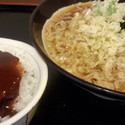 たぬきそば450円+ミニ味噌カツ丼160円