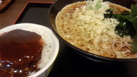 「たぬきそば450円+ミニ味噌カツ丼160円」@そばうどん かずさの写真
