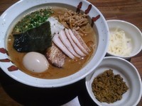 「味噌むじゃきそば鶏チャー増し、チーズ・カレーミンチハーフ」@二代目 むじゃきの写真