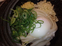 「温玉ぶっかけ(冷)＋セットカレー(500円)サラダ他」@はなまるうどん 広島西原店の写真