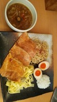 「合い盛りつけ麺(並)＋味付け玉子」@とろ肉つけ麺 魚とんの写真