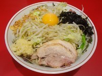 「ラーメン（680円）＋汁なし（100円）ニンニクフライ海苔」@ラーメン英二の写真