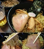 「追い伊吹いりこつけそば 850円 ＋ビール 300円」@おおぜき中華そば店の写真